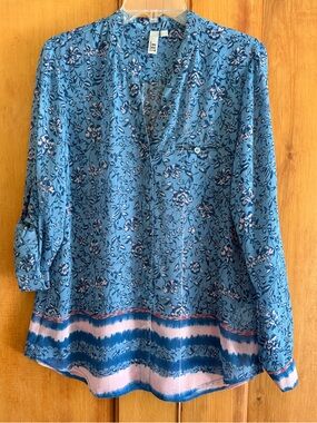 Light weight, long sleeve, button up front top